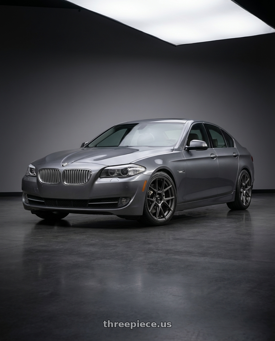 2016 BMW 5 Series F10 with Konig Ampliform 5x120 19x8.5+32 Dark Metallic Graphite wheels