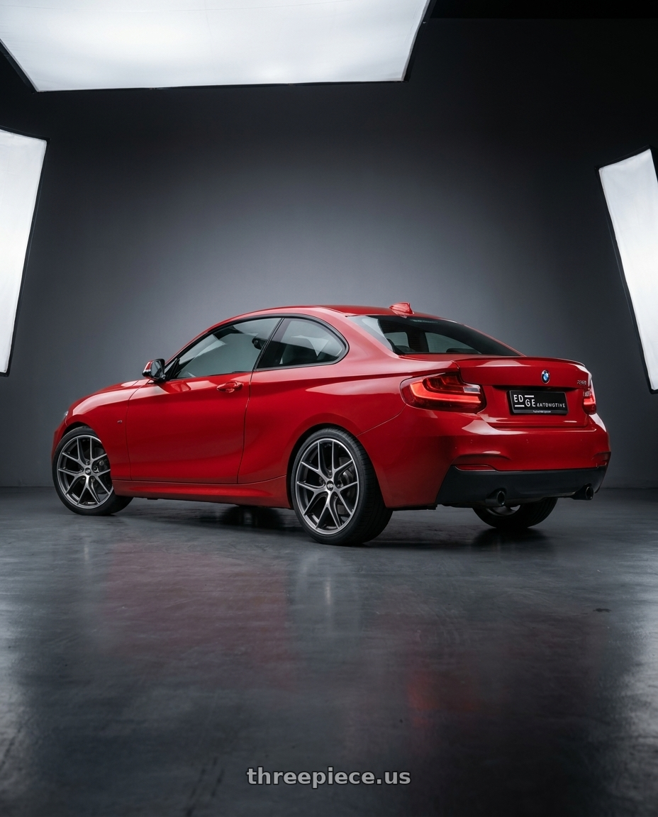 2015 BMW 218i with BBS CC-R 5x120 19x10.0+38 Graphite w/ Diamond Cut Face wheels rear three quarter view square tires