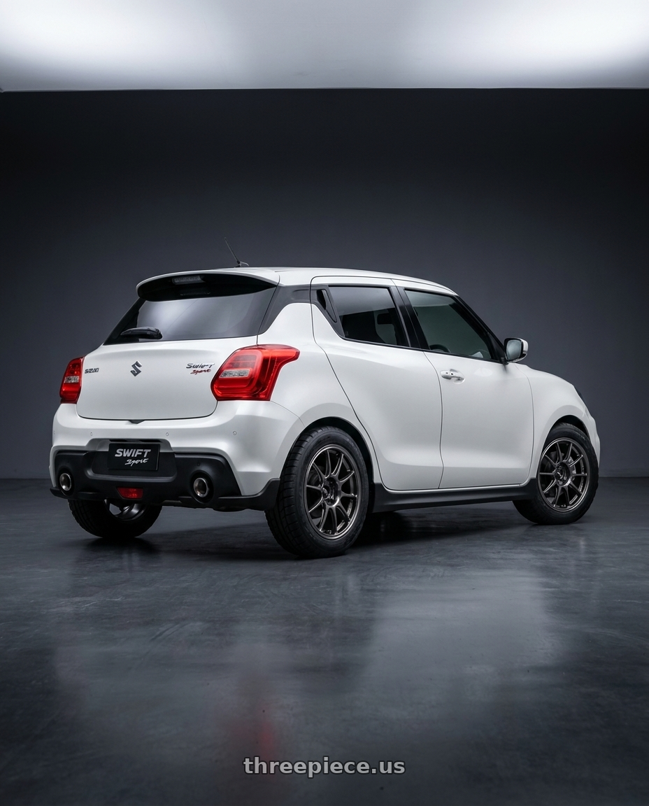 2024 Suzuki Swift Sport with WedsSport TC105X 5x114.3 17x7.5+45 EJ Titan Face: F wheels rear three quarter view meaty tires
