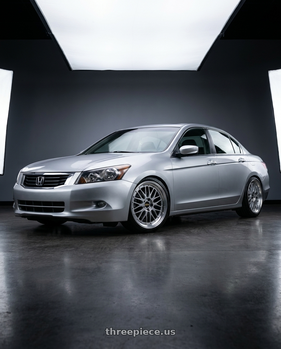 2009 honda accord silver color with BBS LM 5x114.3 19x8.5+43 Diamond Silver wheels