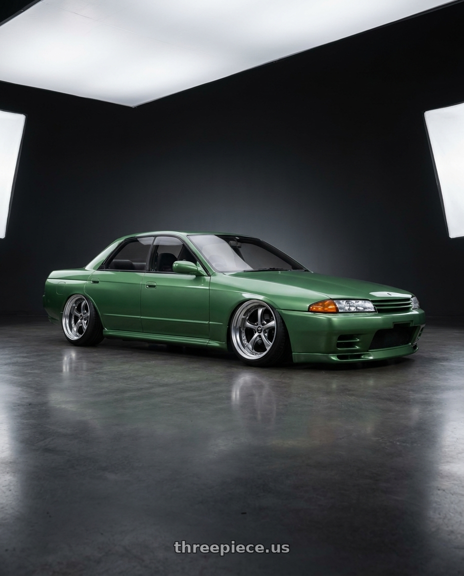 1991 nissan r32 gts4 sedan with Work Wheels VS-KF 5x114.3 18x9.5+22 Brilliant Silver Black L Disk FULL REVERSE wheels