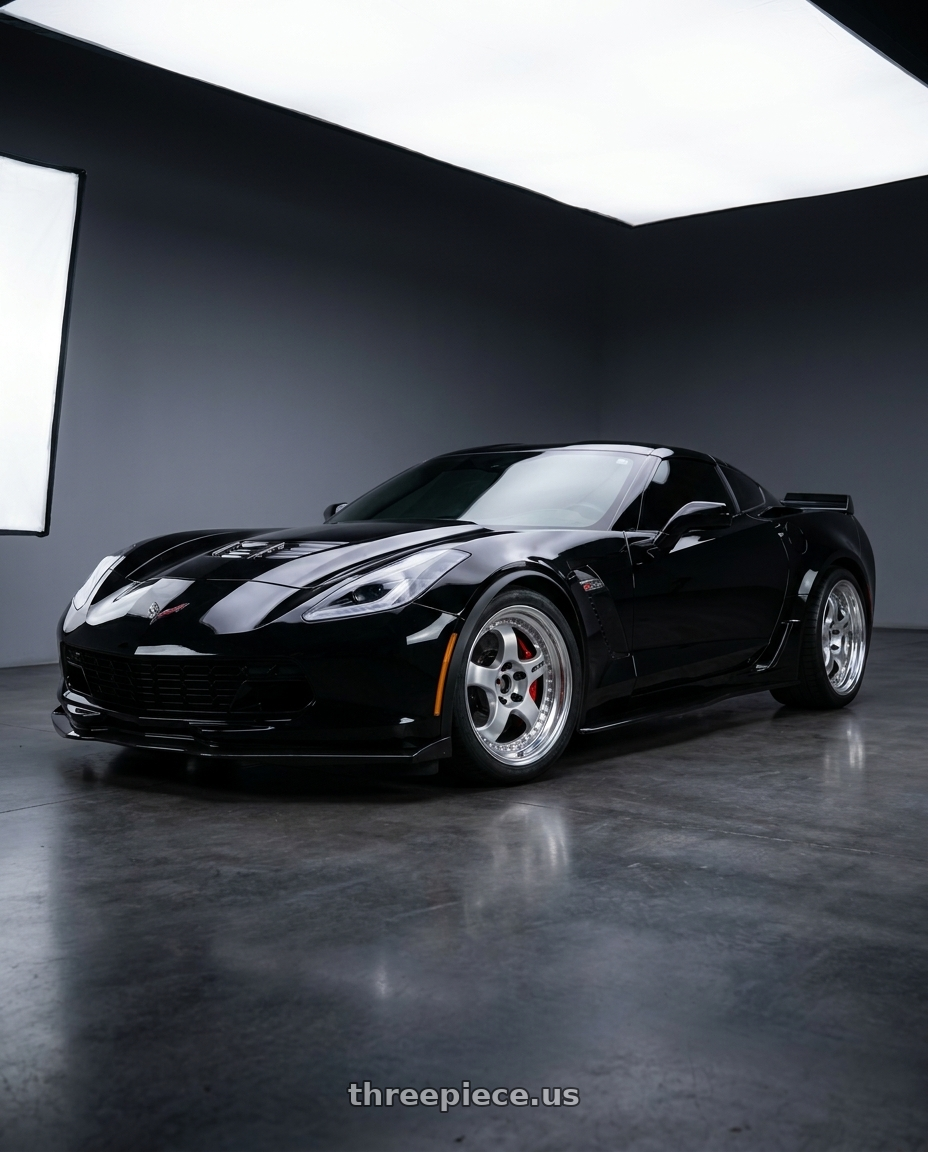 2017 Chevrolet Corvette Z06 with Work Meister S1 3P 5x120.65 19x10+29 O Disk Silver wheels
