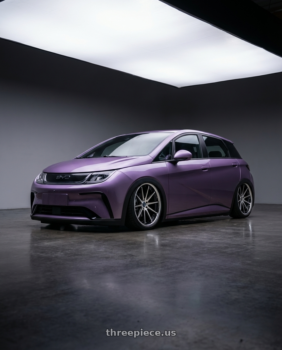 2026 BYD Dolphin with Rohana RFC10 5x114.3 20x9+25 Machine Black/Chrome Lip wheels