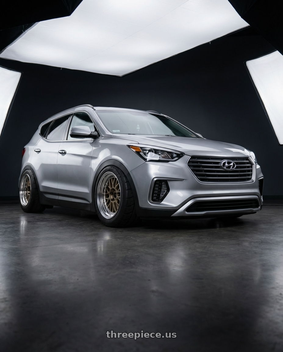 2018 Hyundai Santa Fe Se with Work Meister M1 3p 4x100 16x10.5+1 A Disk Titanium Gold wheels
