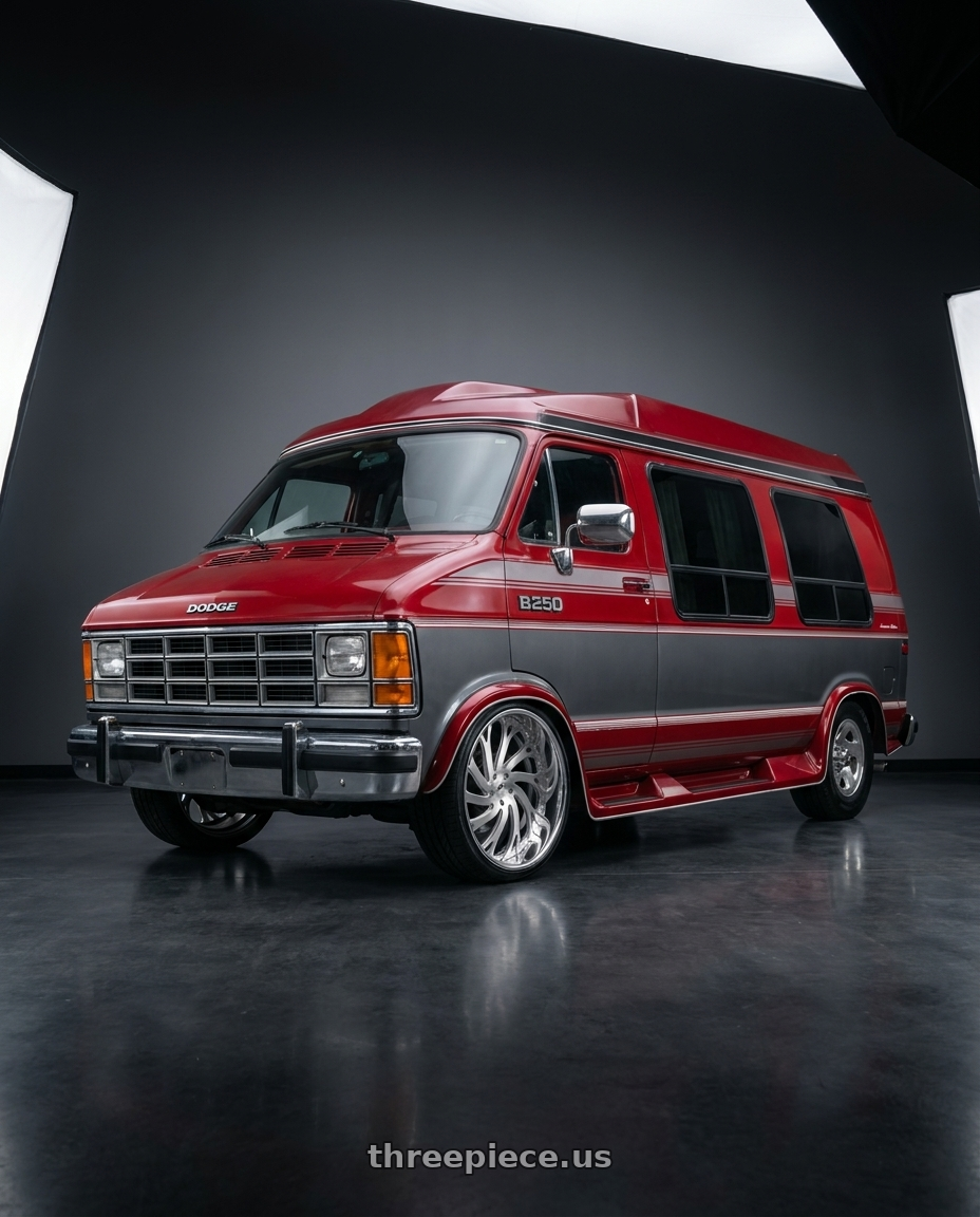 1990 dodge ram b250 with Amani Atlantic 5x120/5x127 26x10 +5 Brush Center Chrome Lip wheels