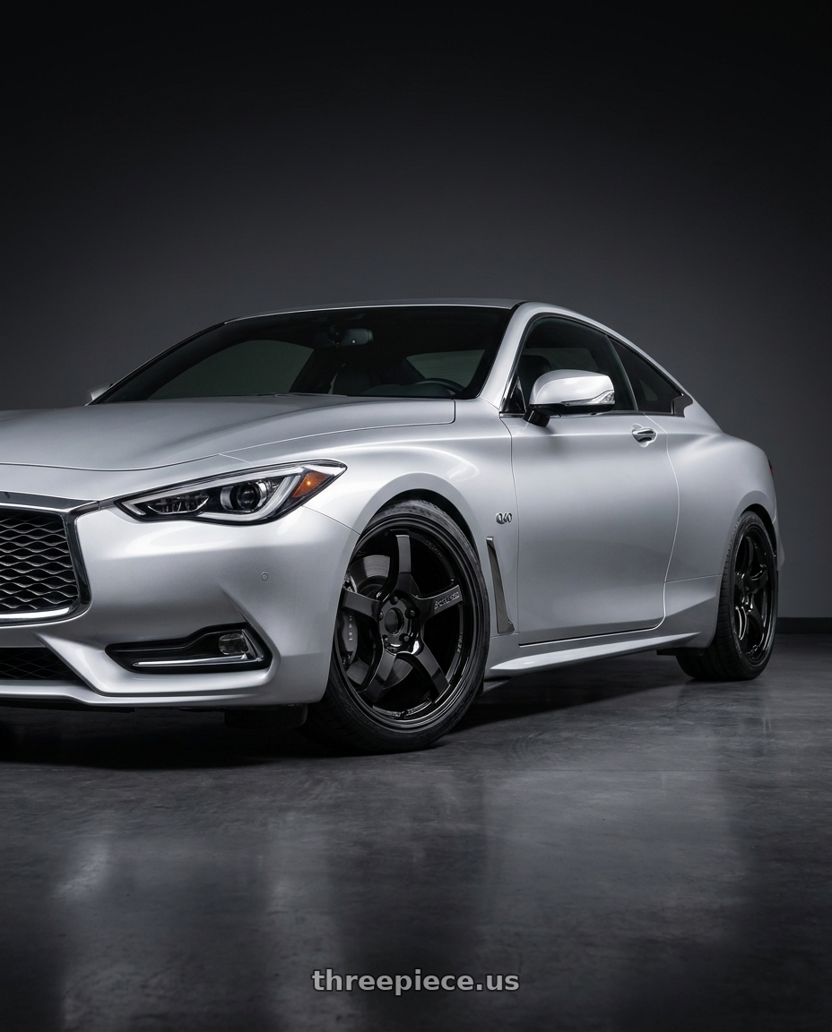 2020 Infiniti Q60 with Gram Lights 57CR 5x114.3 19x9.5+35 Glossy Black wheels