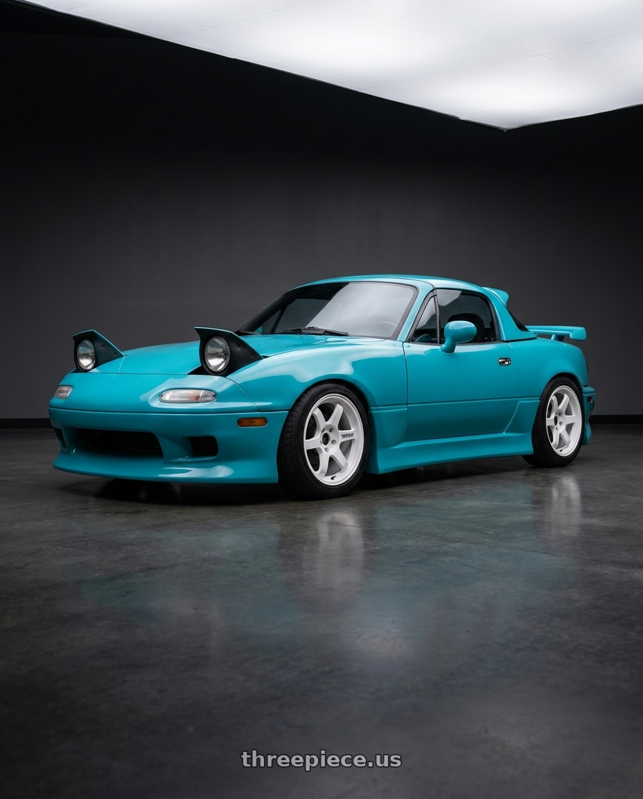 1993 mazda miata with Volk Racing TE37SL 4x100 15x8 +25 DASH WHITE wheels