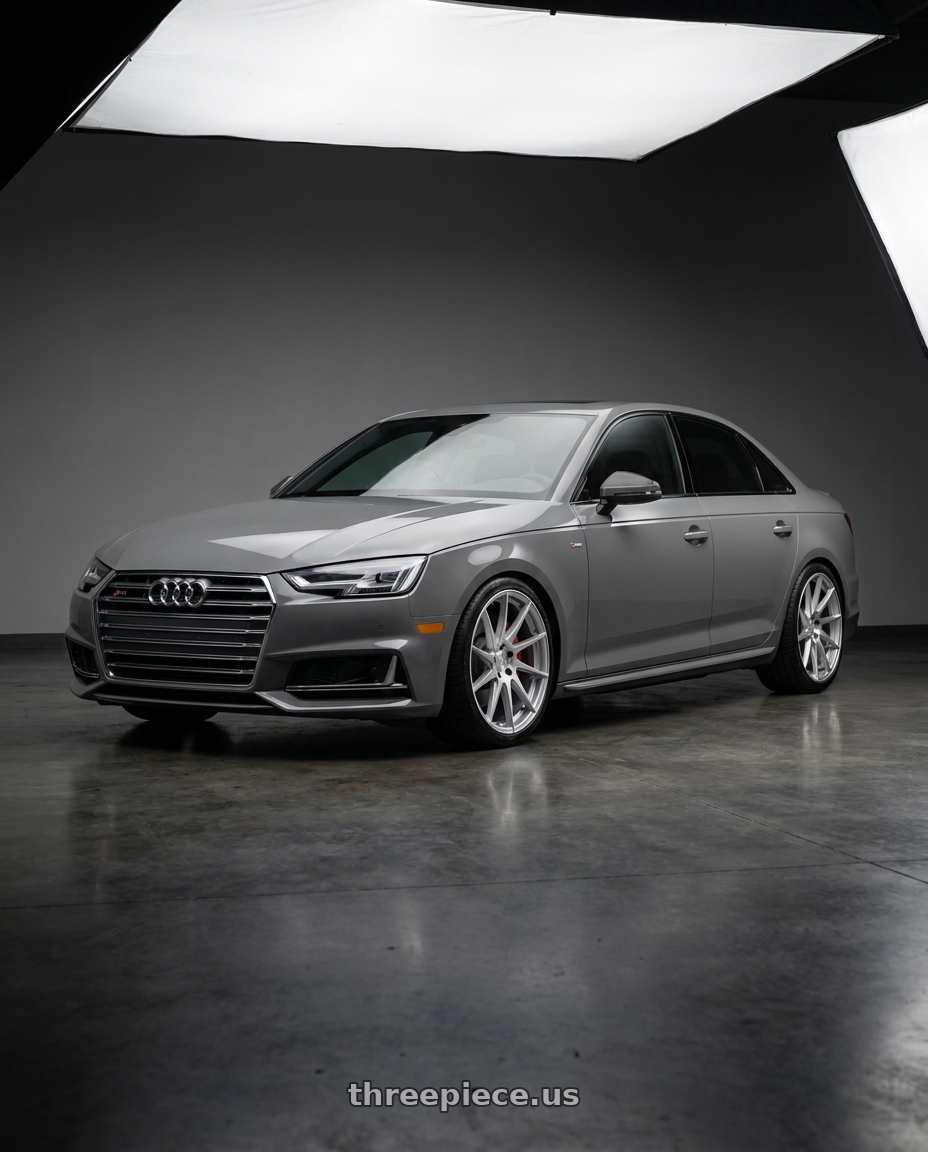 2019 Audi s4 with Aodhan AH09 5x112 18x8.5 +35 Gloss Silver Machined Face wheels