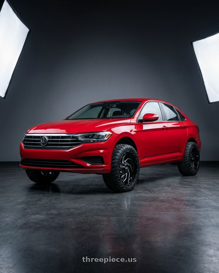 2019 Volkswagen Jetta s tornado with Twisted Off-Road T-27 Vixon 6x135/6x139.7 24x14 -76 Gloss Black & Machined wheels