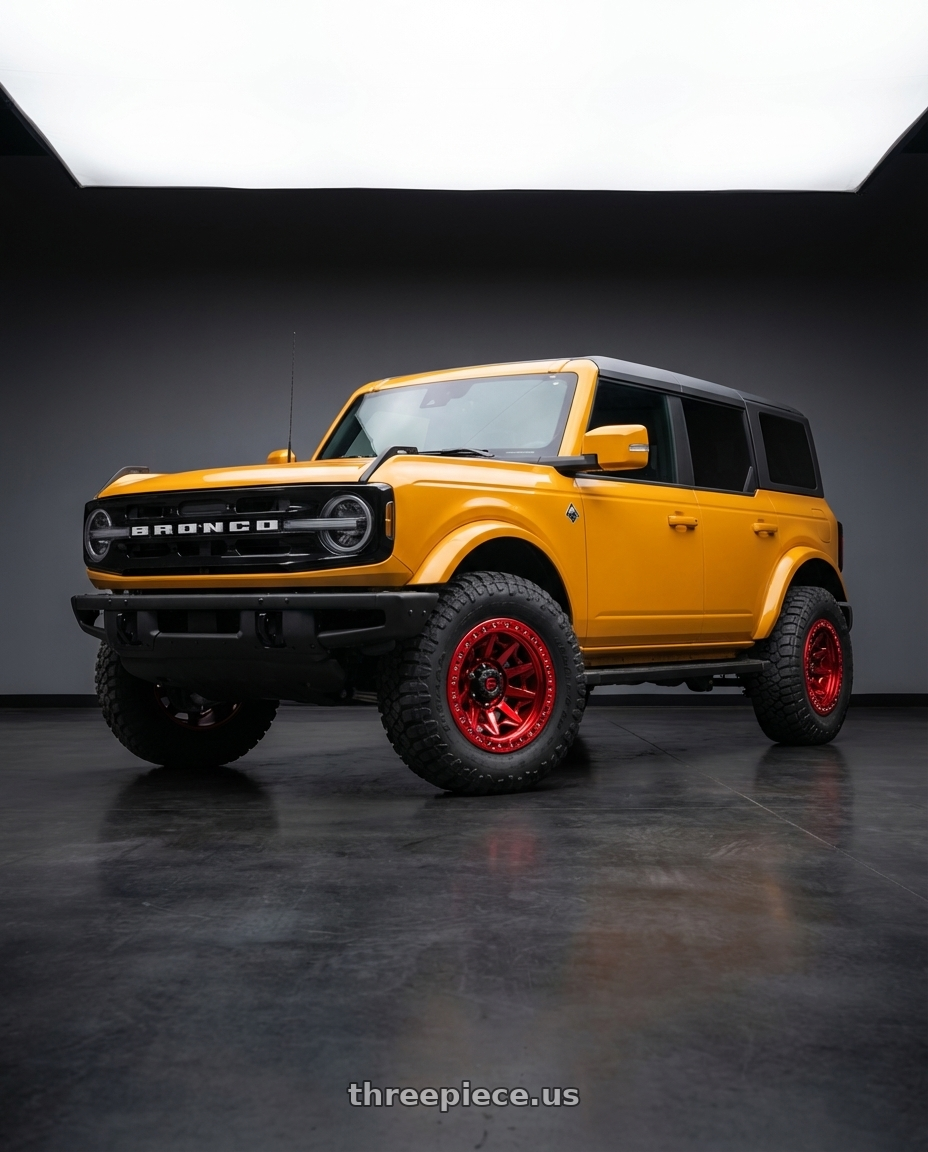 2024 Ford Bronco with Fuel 1PC D113 COVERT BEADLOCK 6X139.7 17X9 -15 CANDY RED wheels