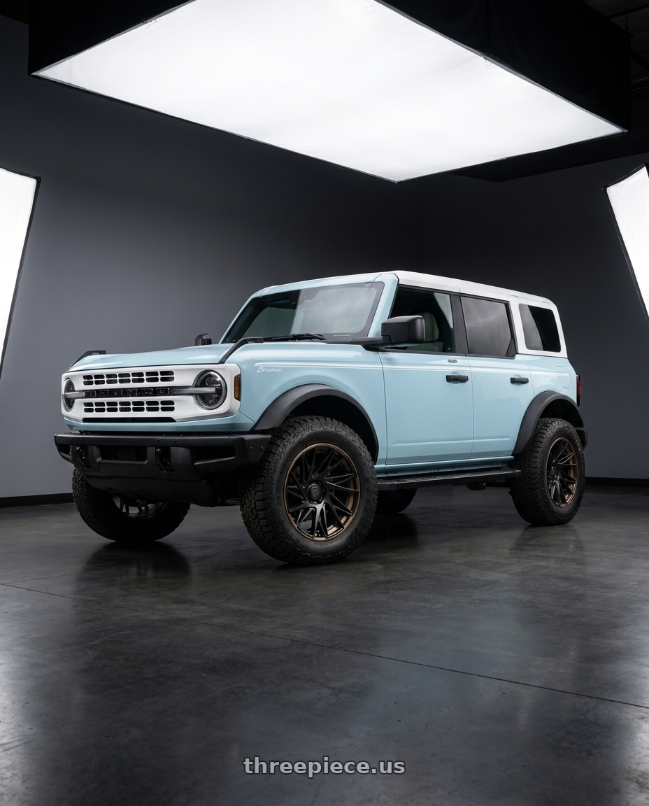 2025 Ford Bronco with Fuel 1PC DYNAMO 6x139.7 22x9.5 +20 Matte Black W/ G-bronze Lip wheels