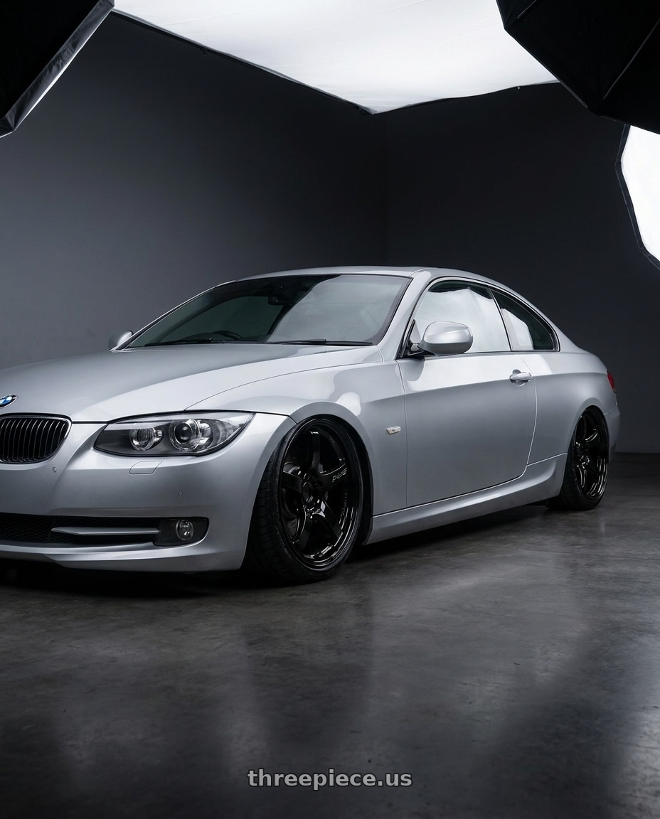 2012 BMW 3 Series E92 with Gram Lights 57CR 5x120 19x10.5+22 Glossy Black wheels