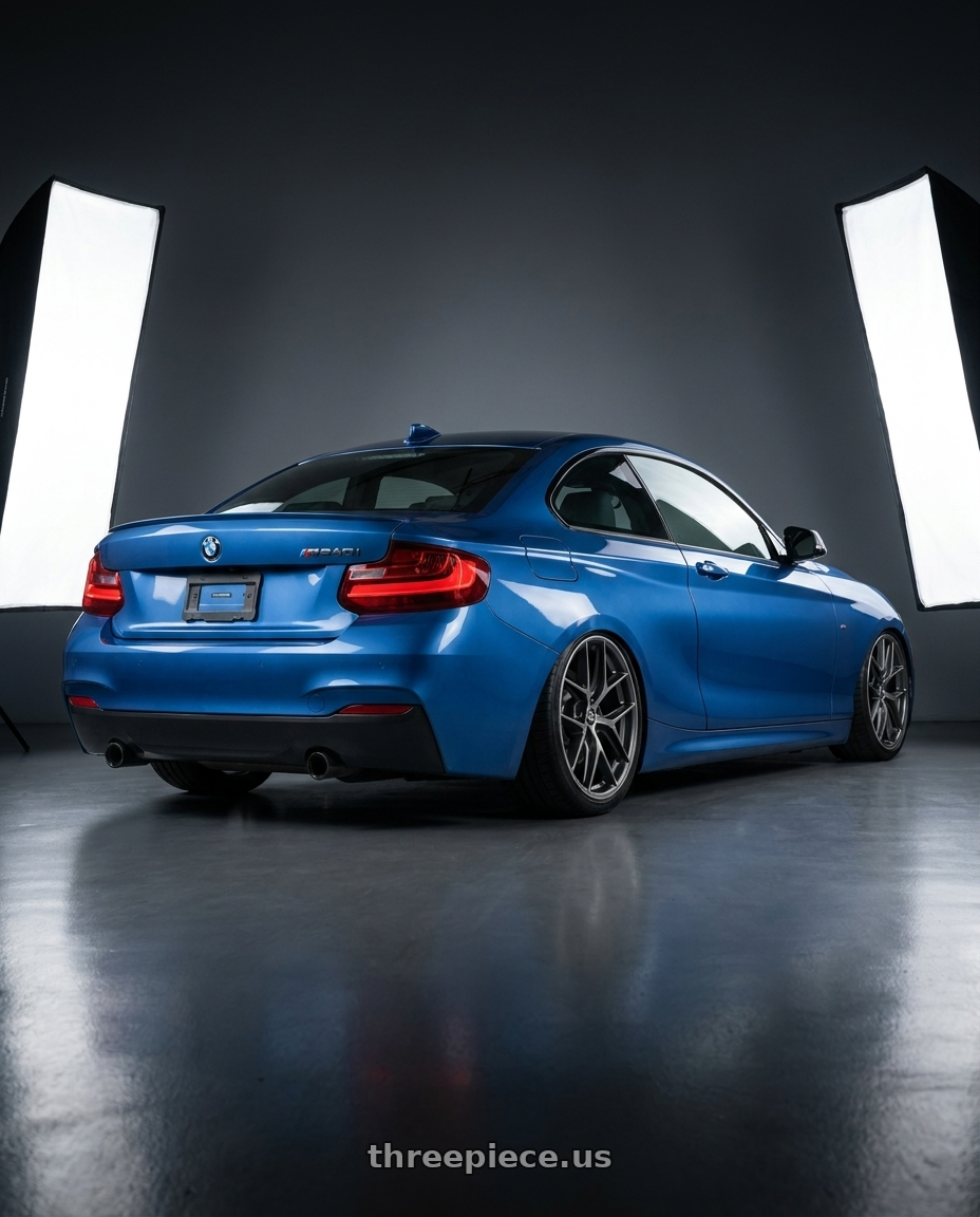 2018 Bmw m240i with BBS CC-R 5x112 20x8.0+27 Graphite w/ Diamond Cut Face wheels rear three quarter view slight stretch tires