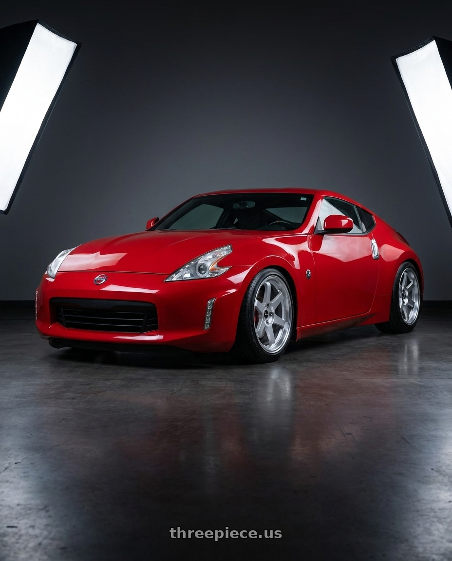 2018 Nissan 370z base with Vors TR37 5x114.3 18x8.5  +35 Silver Machine Face Lip wheels
