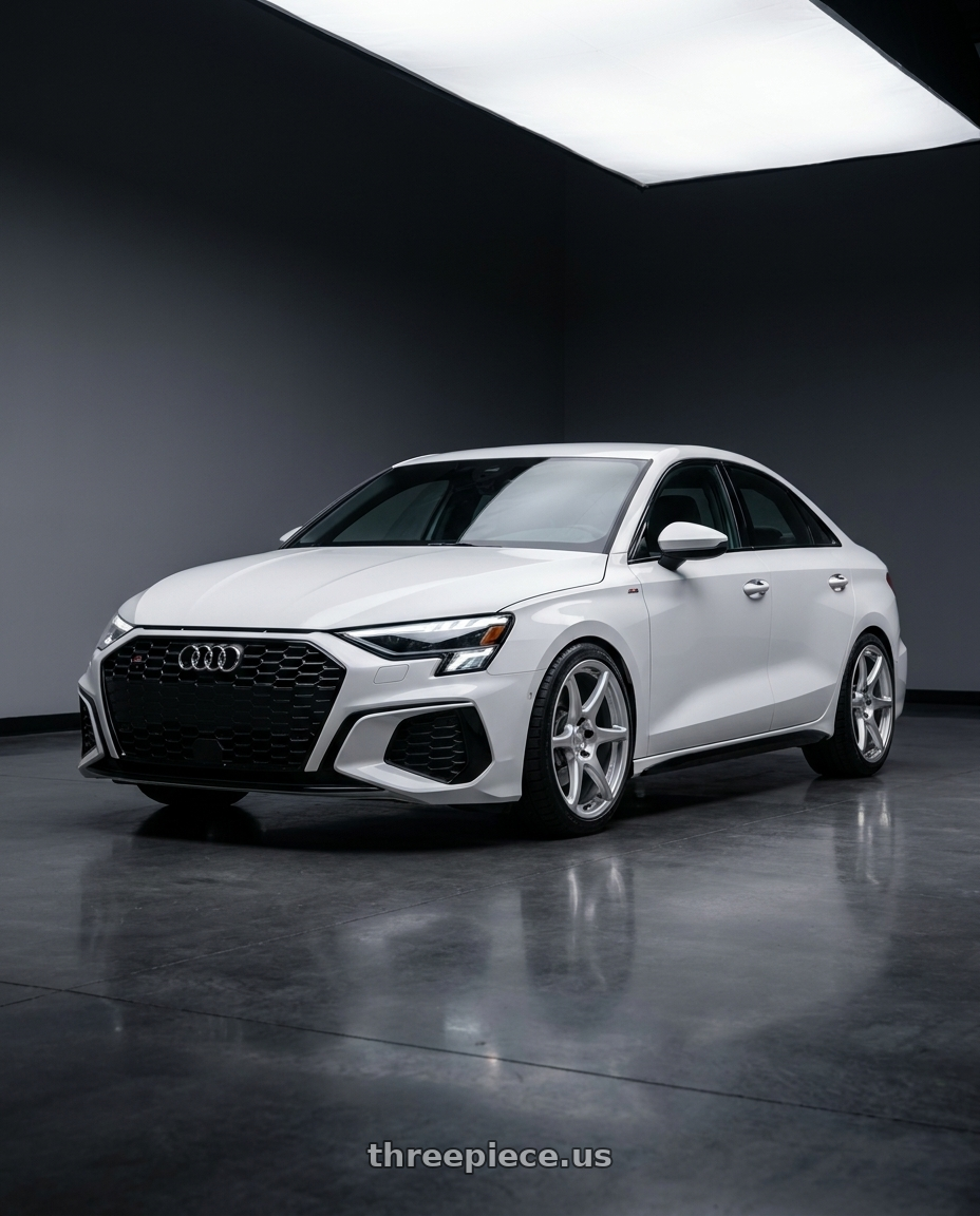 2024 Audi S3 8Y with Kansei K11S Tandem 5X112 19x10.5 22 Hyper Silver wheels