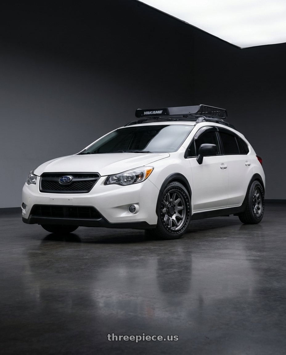 2015 subaru xv with Black Rhino CALICO 5X127 17X8.5 0 MATTE GUNMETAL W/ MATTE BLACK LIP wheels
