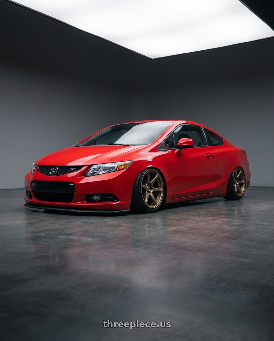 2015 Honda Civic Si with Kansei K11B Tandem 5x114.3 18x10.5 12 Bronze wheels