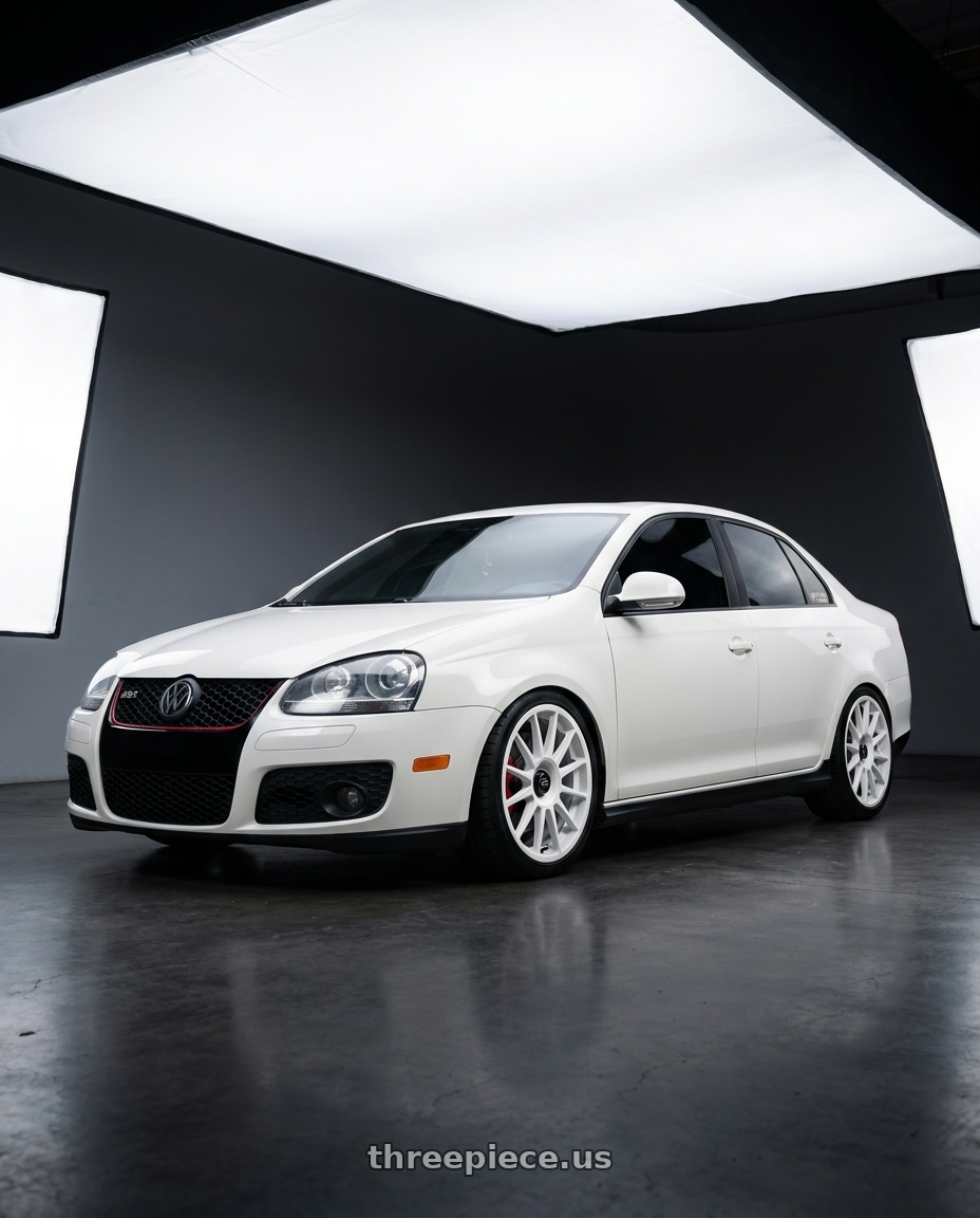 2008 Volkswagen Jetta GLI in White with fifteen52 PODIUM 5x108 / 5x112 18x8.5 +45 RALLY WHITE (GLOSS WHITE) wheels