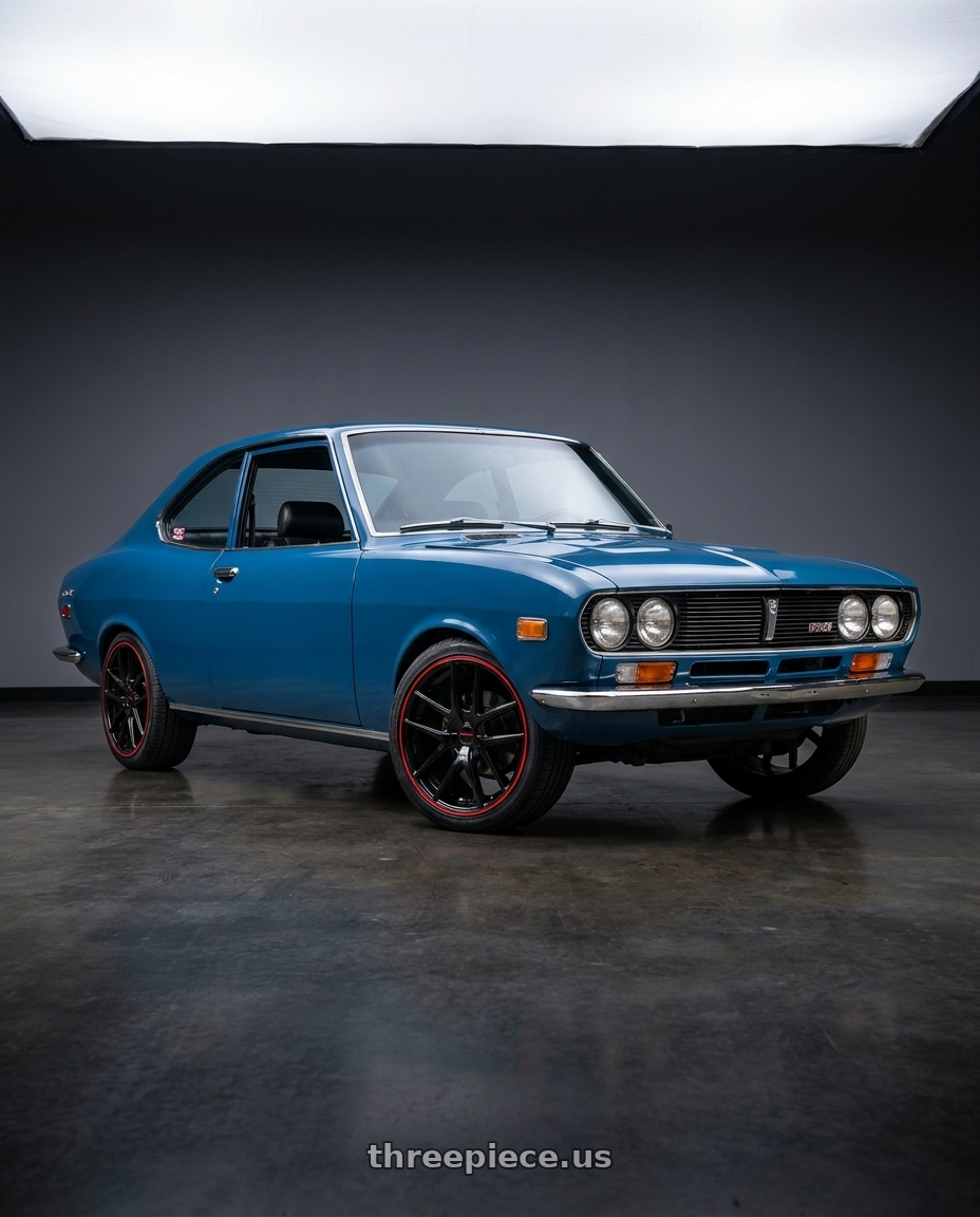 1973 Mazda RX2 with TOUREN TR60 3260 5x100/5x114.3 16x7 +42 GLOSS BLACK WITH RED RING wheels