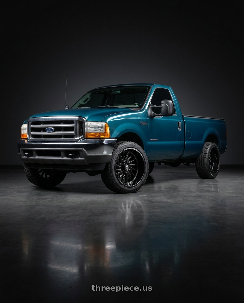 2000 Ford F250 super duty XL with TIS 547B 8X170 20x12 -44 Gloss Black w/Milled Lip Logo wheels