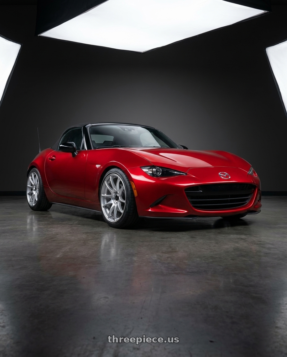 2024 mazda mx5 with Vors TR4 4x100/4x114.3 17x8  +35 Silver Machine Face wheels