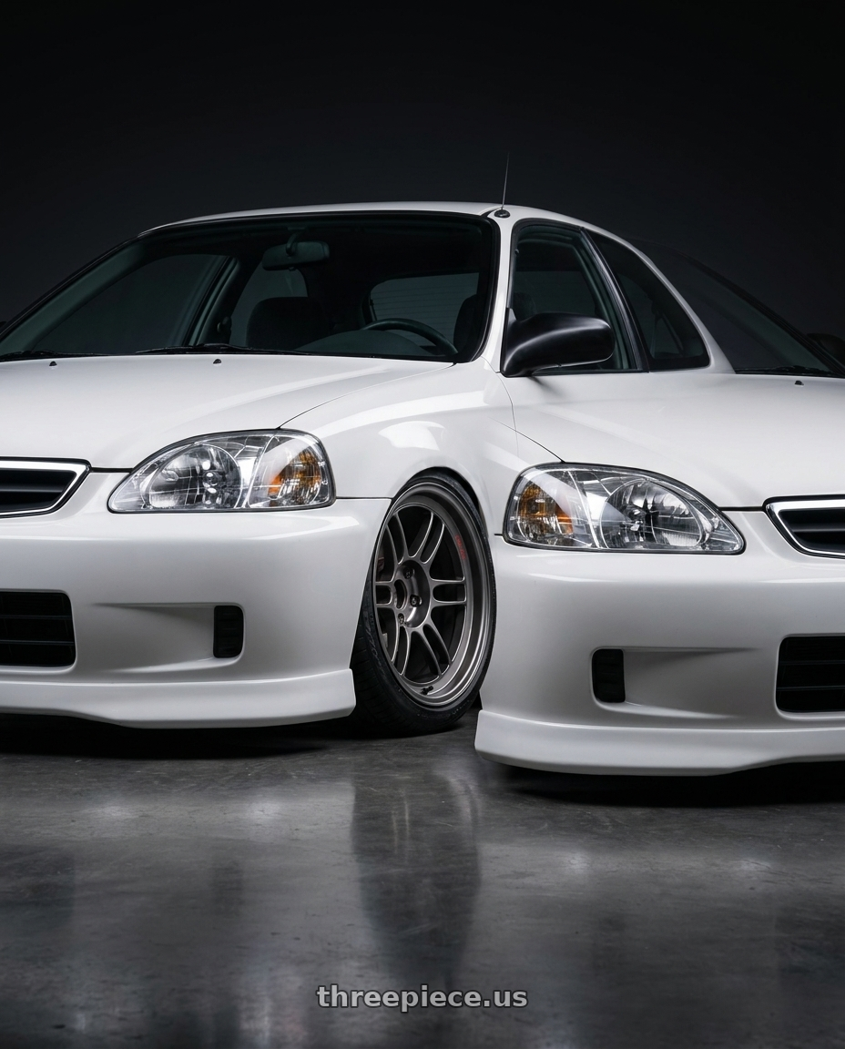 1998 Honda civic with Enkei RPF1RS 5x114.3 18x10.5+10 Matte Gunmetal wheels