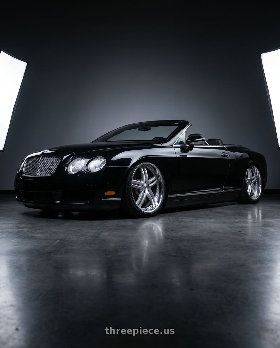 2010 bentley continental gtc blk with XIX Wheels XIX 15 5x112 22x9 +25 Silver Machined with Stainless Steel Lip wheels