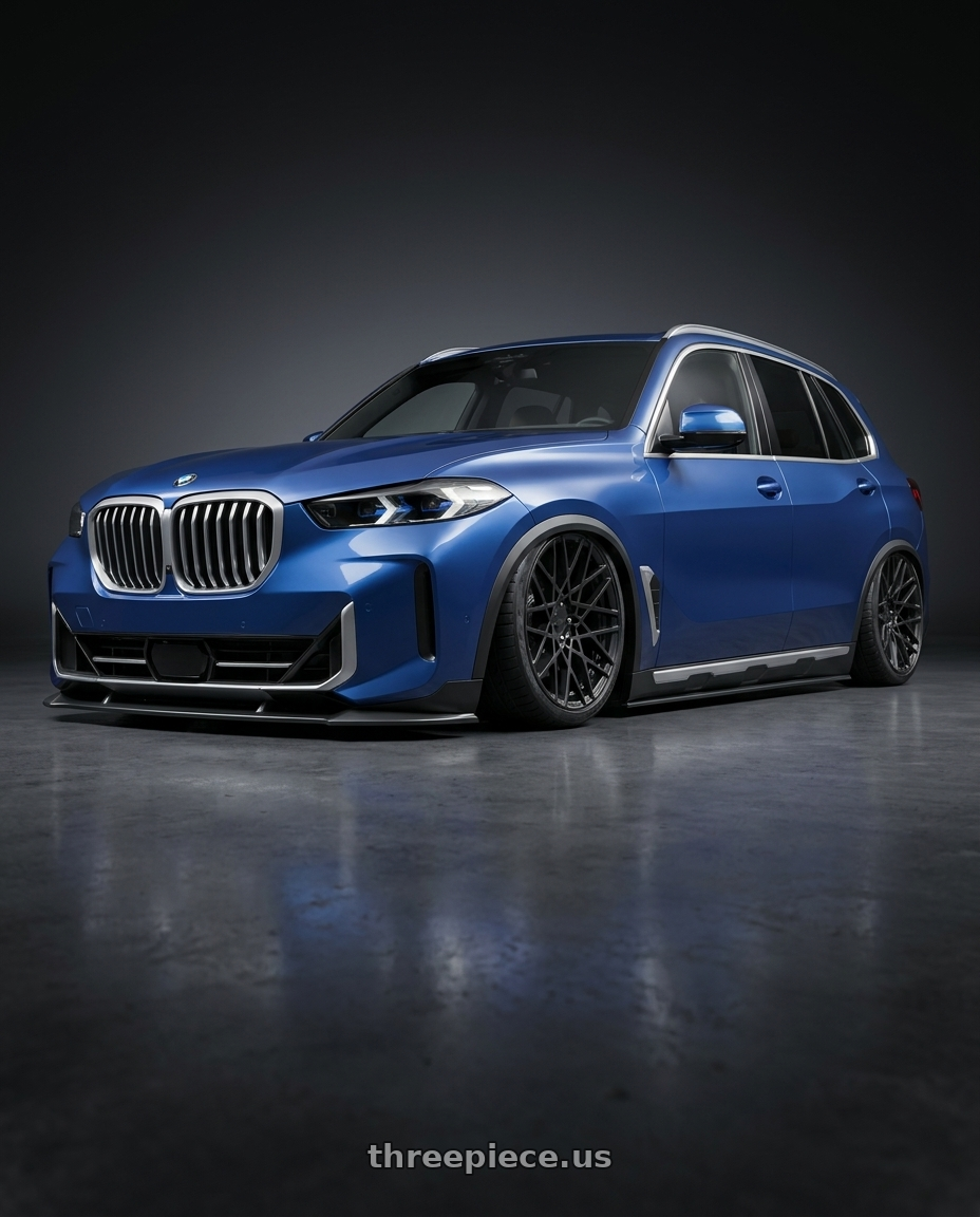 2026 BMW X5 ,Blue with Rotiform 1PC R112 BLQ 5X114.3 18X8.5 +38 MATTE BLACK wheels