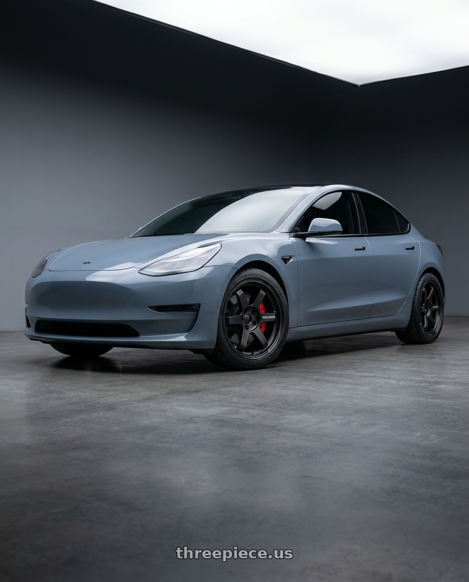 2026 Tesla Model 3 Performance with Volk Racing TE37 ULTRA M-SPEC 5x114.3 19x9.5+28 Matte Black wheels