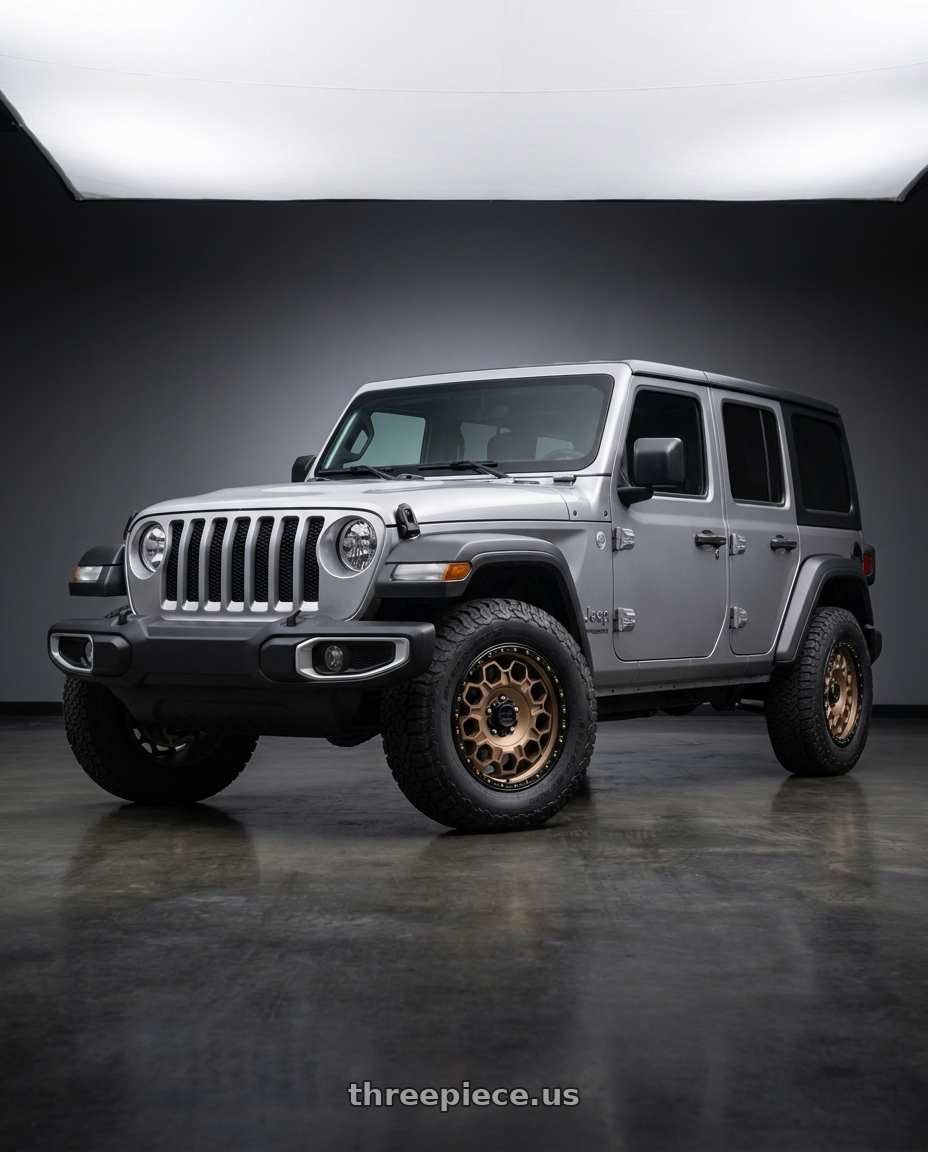 2021 Jeep Wrangler Sport with KMC KM545 TREK 5X127 17X9 +0 MATTE BRONZE WITH BLACK LIP wheels