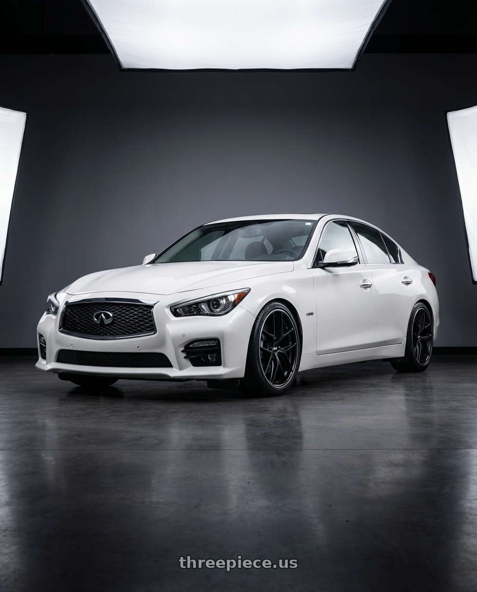 2020 Infiniti Q50 with BBS CC-R 5x114.3 19x8.5+30 Satin Black wheels front three quarter view lowered stance
