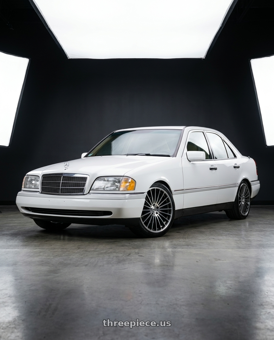 1995 mercedes c220 with Mandrus 23 5X112 17X8 +25 GUNMETAL W/ MIRROR CUT FACE wheels