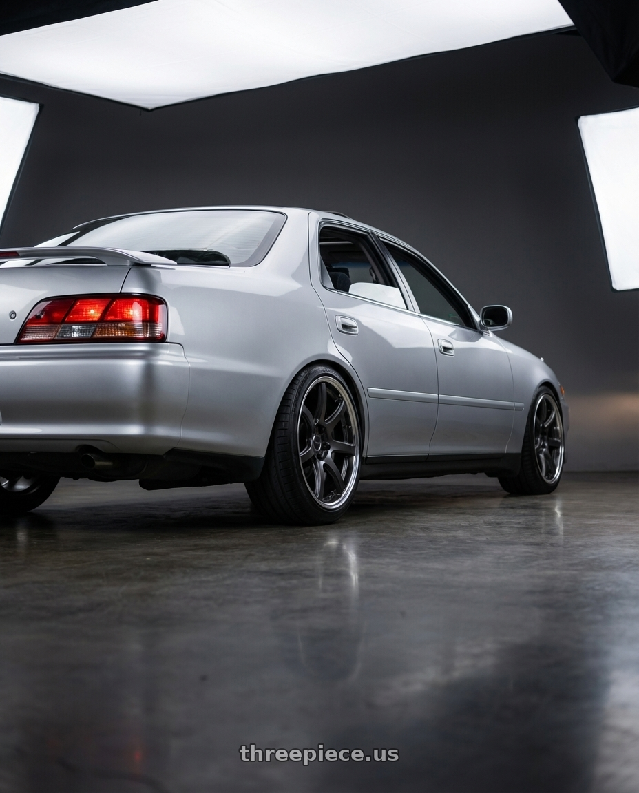 1994 Toyota Cresta Tourer V with Work Emotion T7R 2P wheels rear three quarter view slight stretch tires