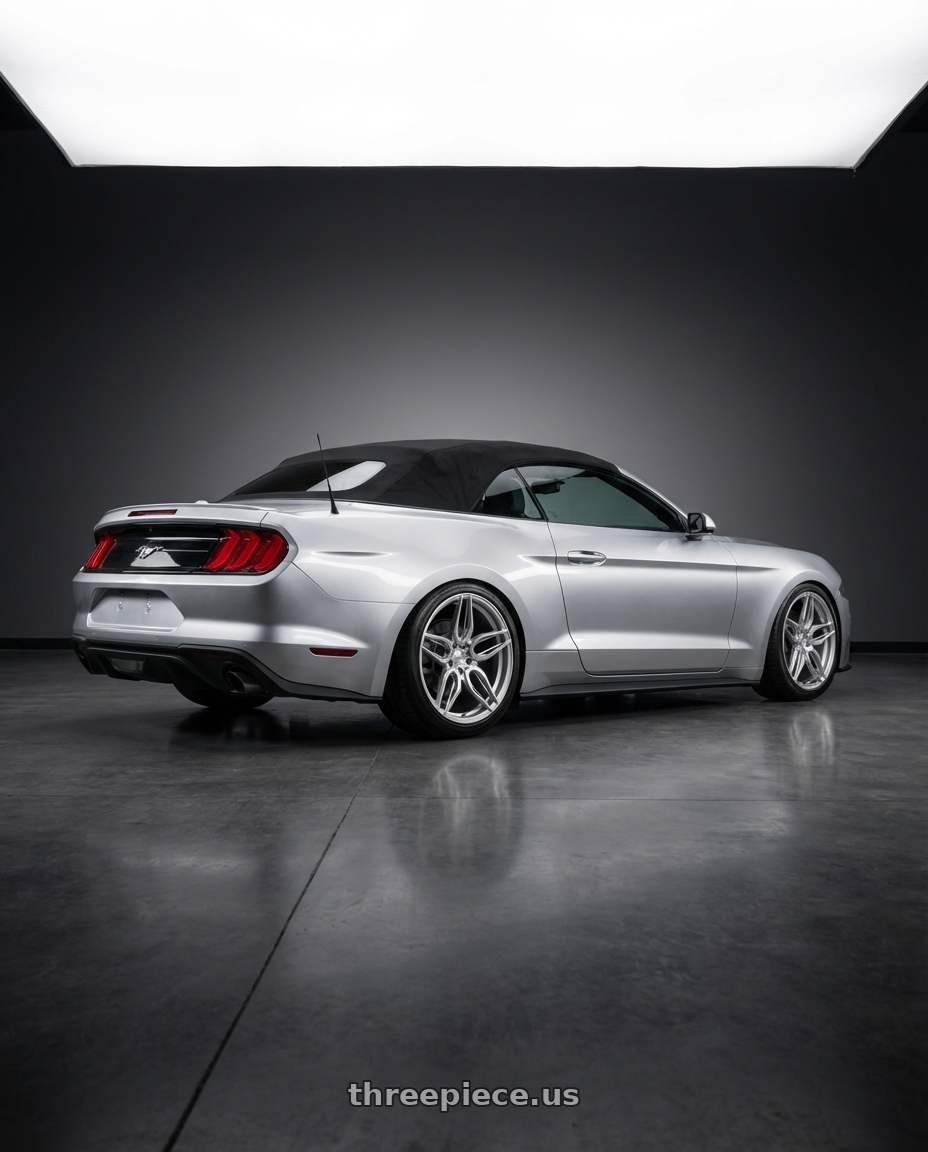 2018 ford mustang with ADV.1 ADV005 5x112 20x10.5 +22 Platinum wheels rear three quarter view slight stretch tires