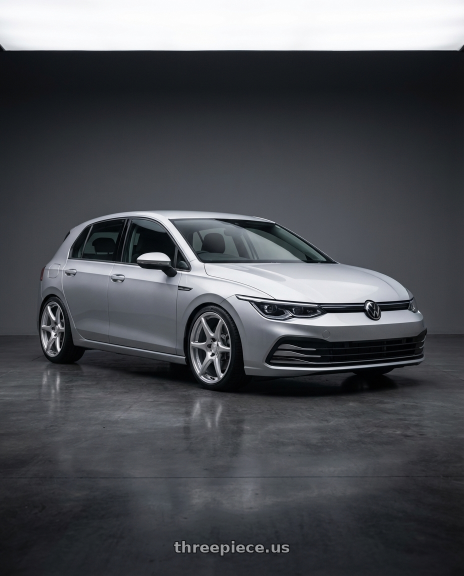 2024 Volkswagen Golf R MK8 with Kansei K11S Tandem 5X112 19x9.5 22 Hyper Silver wheels