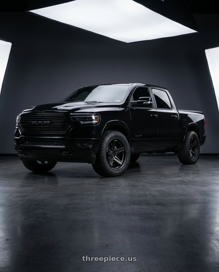2025 Ram 1500 Laramie black with DEFIANT DF07 5x115 20x9.5+15 Black wheels