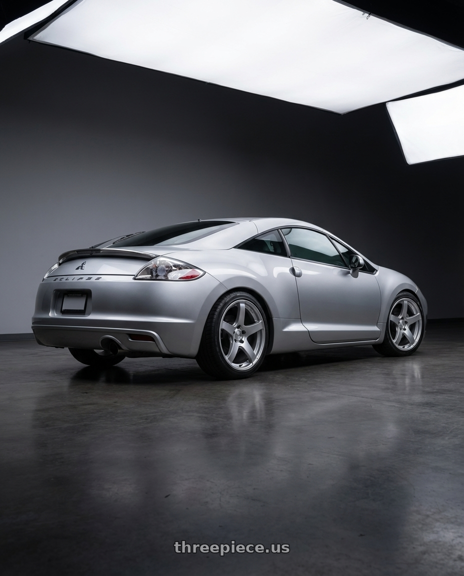 2010 Mitsubishi Eclipse with Ssr Gtv01 5x114.3 18x8.5+40  GLARE SILVER wheels rear three quarter view square tires