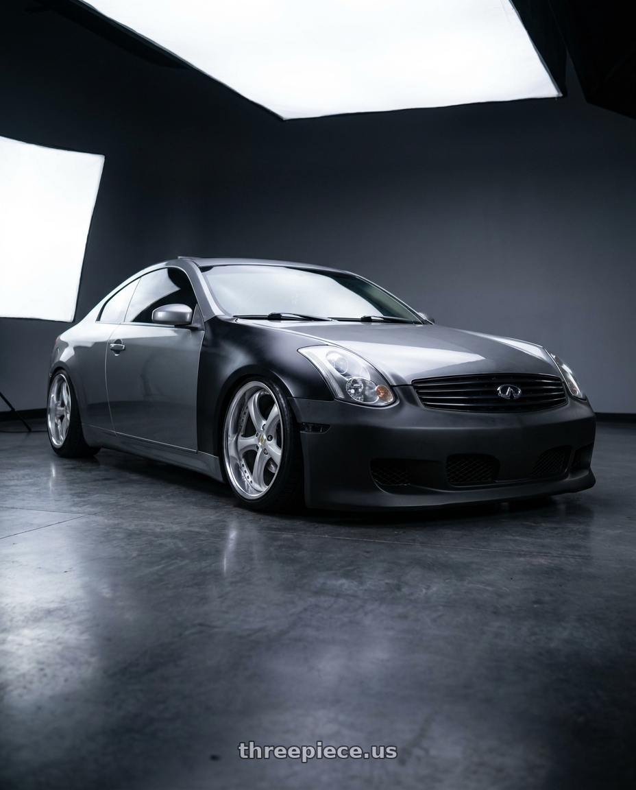 2006 Infiniti G35 Coupe with Work Wheels VS-KF 5X114.3 19x8.5+34 Light Grey Silver A Disk FULL REVERSE wheels