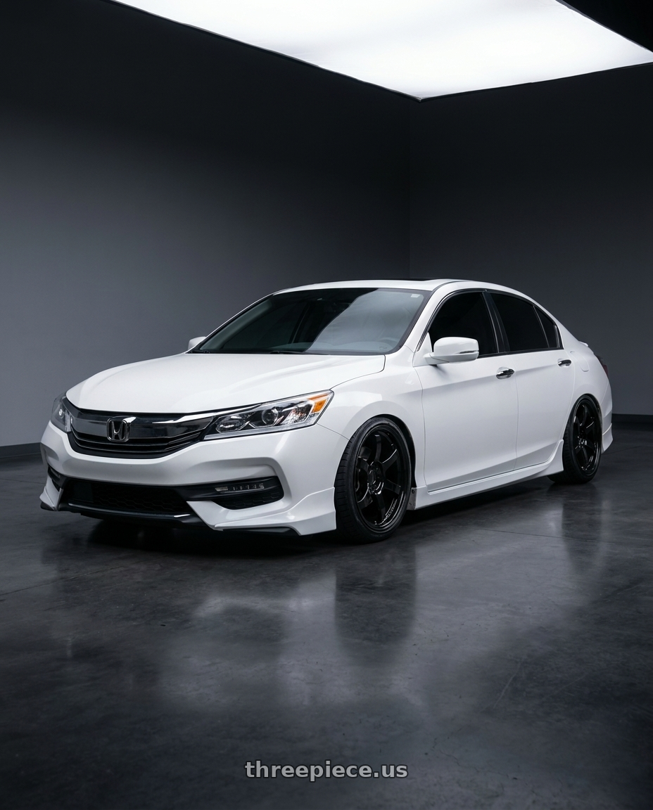 2016 Honda accord with Gram Lights 57DR 4x100 15x8 +35 GLOSS BLACK wheels