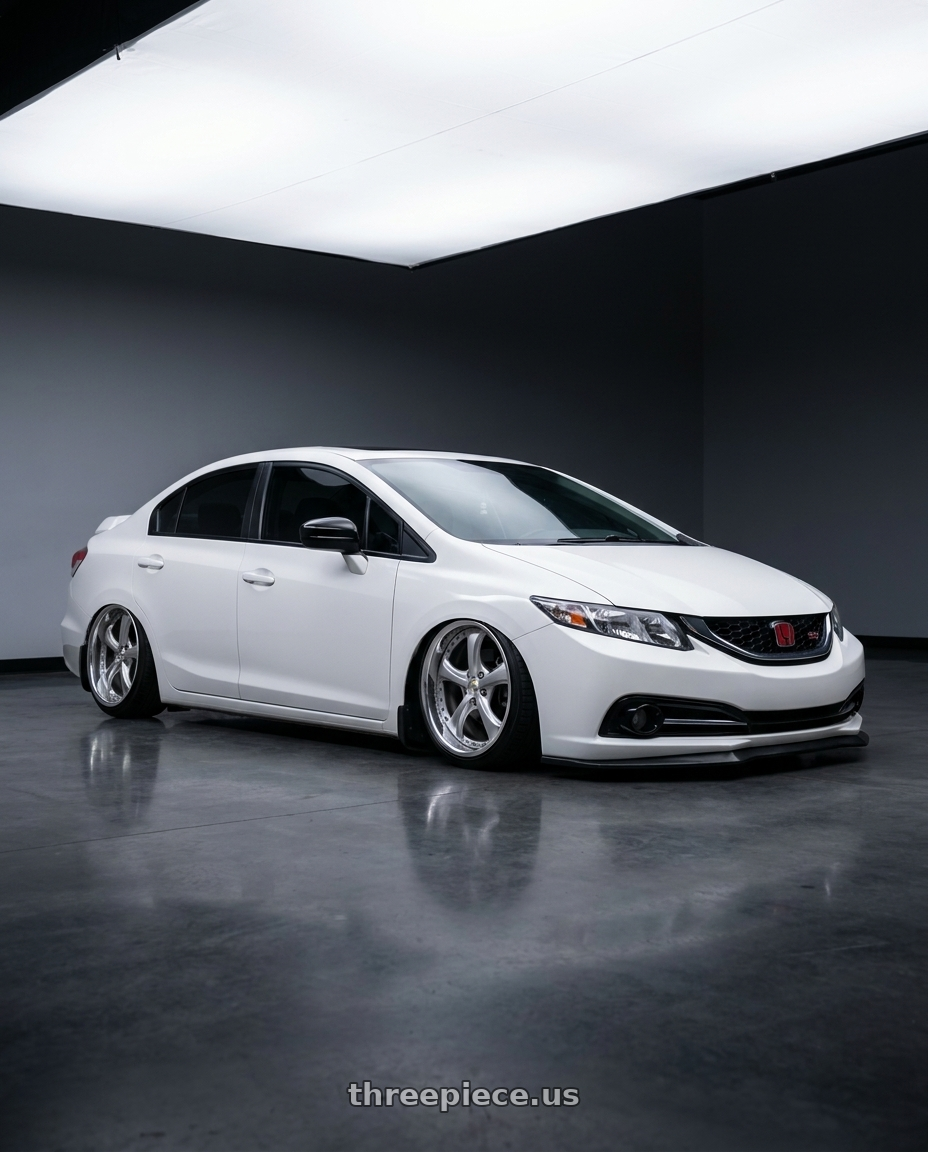 2015 Honda Civic Si Sedan with Work Wheels VS-KF 5x114.3 18x8.5+40 Light Grey Silver O Disk FULL REVERSE wheels