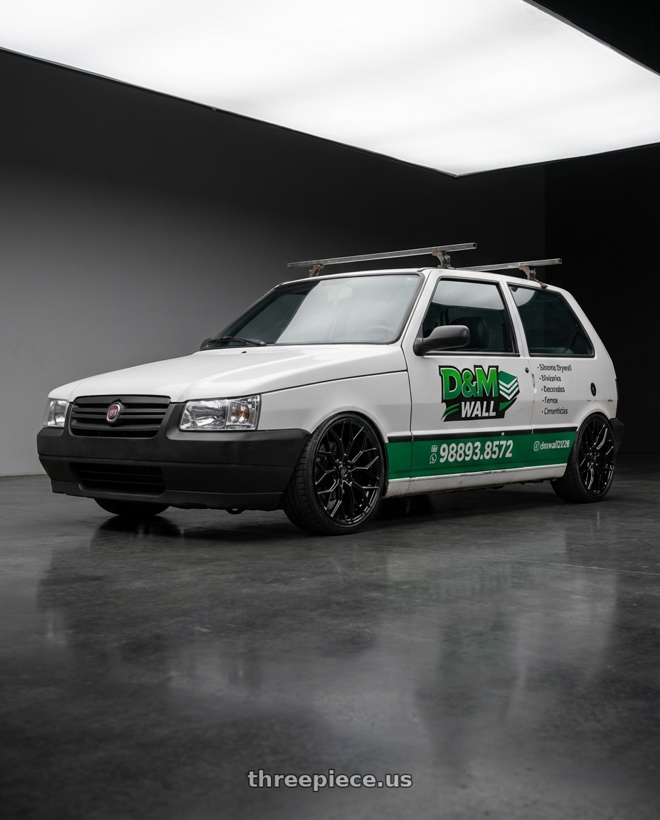 fiat uno 2000 2 portas  , adesivado with DOLCE PERFORMANCE PISTA 5x112 20x8.5 +28 Gloss Black wheels