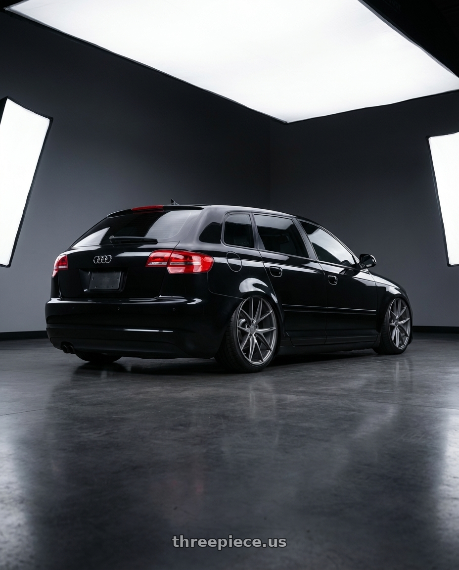 2012 Audi A3 8P with Niche 1PC M116 MISANO 5X112 19X9.5 +50 MATTE GUN METAL wheels rear three quarter view slight stretch tires