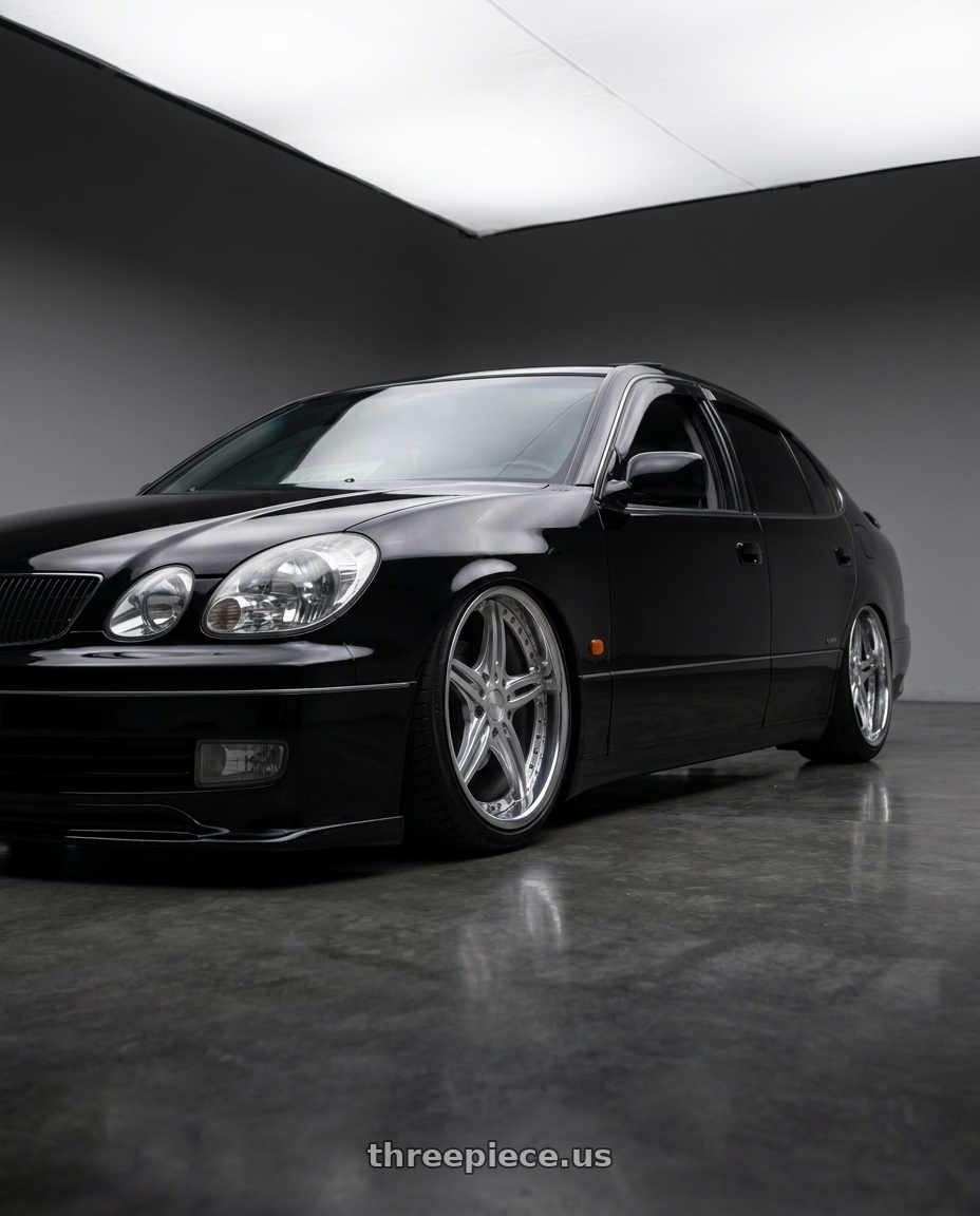 1999 Lexus gs300 with Vors AR5 5x114.3 19x8.5 +35 Silver Machine Face Lip Chrome Rivet wheels