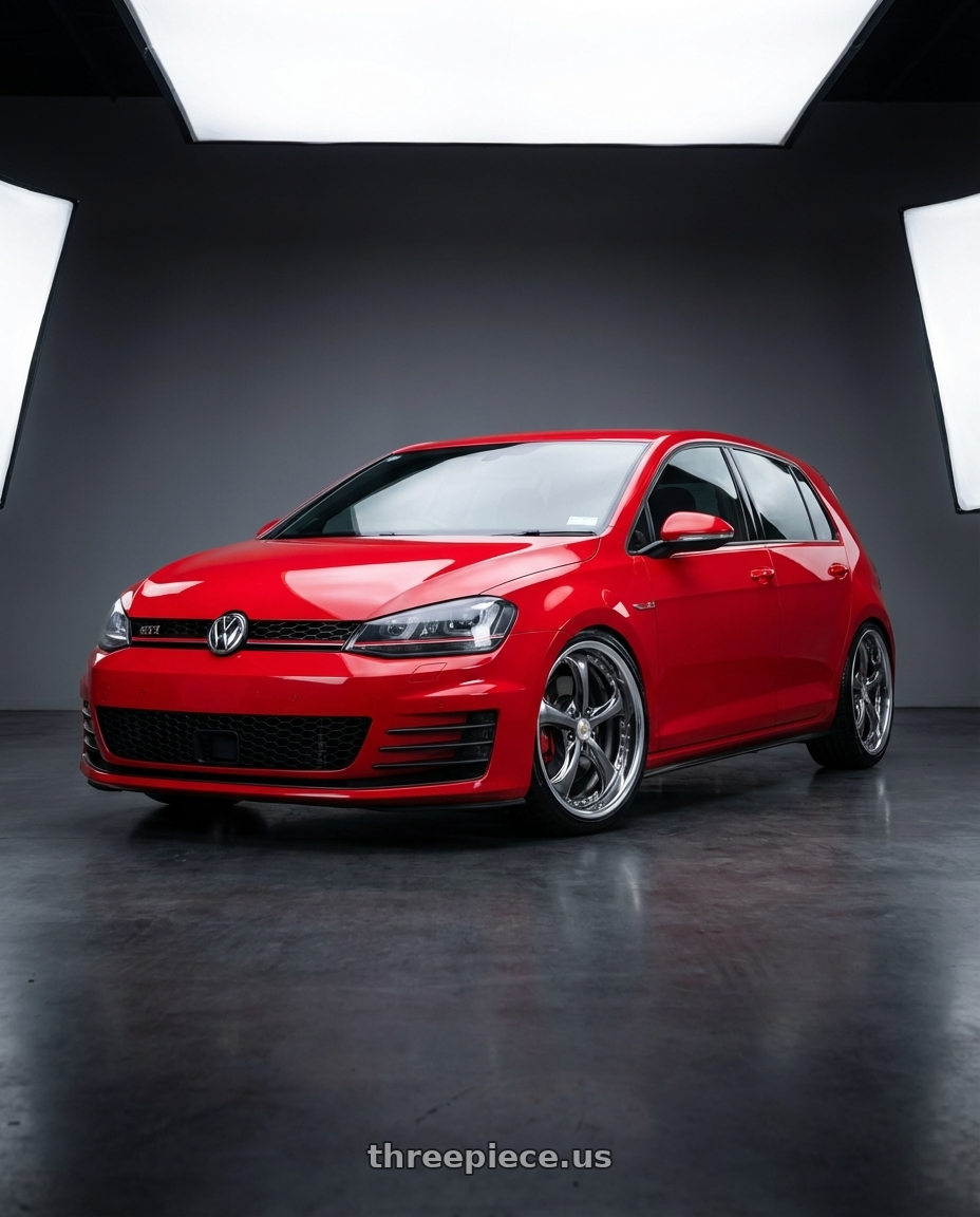 2014 Volkswagen GTI Mk7, Tornado Red with Work Wheels VS-KF 5X114.3 19x8+40 Brilliant Silver Black A Disk FULL REVERSE wheels