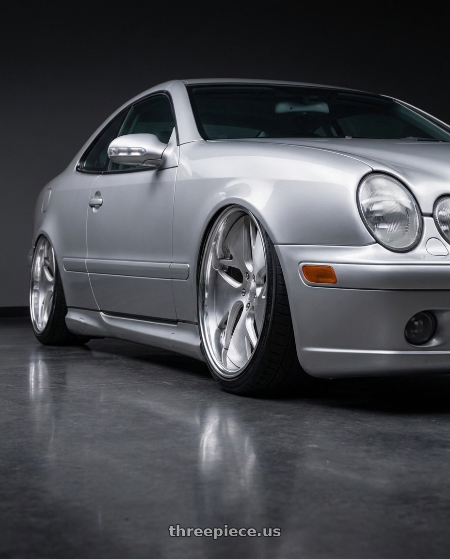 1999 Mercedes CLK320 with Work Gnosis Cvd 5x114.3 19x8.5+30 W Disk Brush Silver Clear wheels