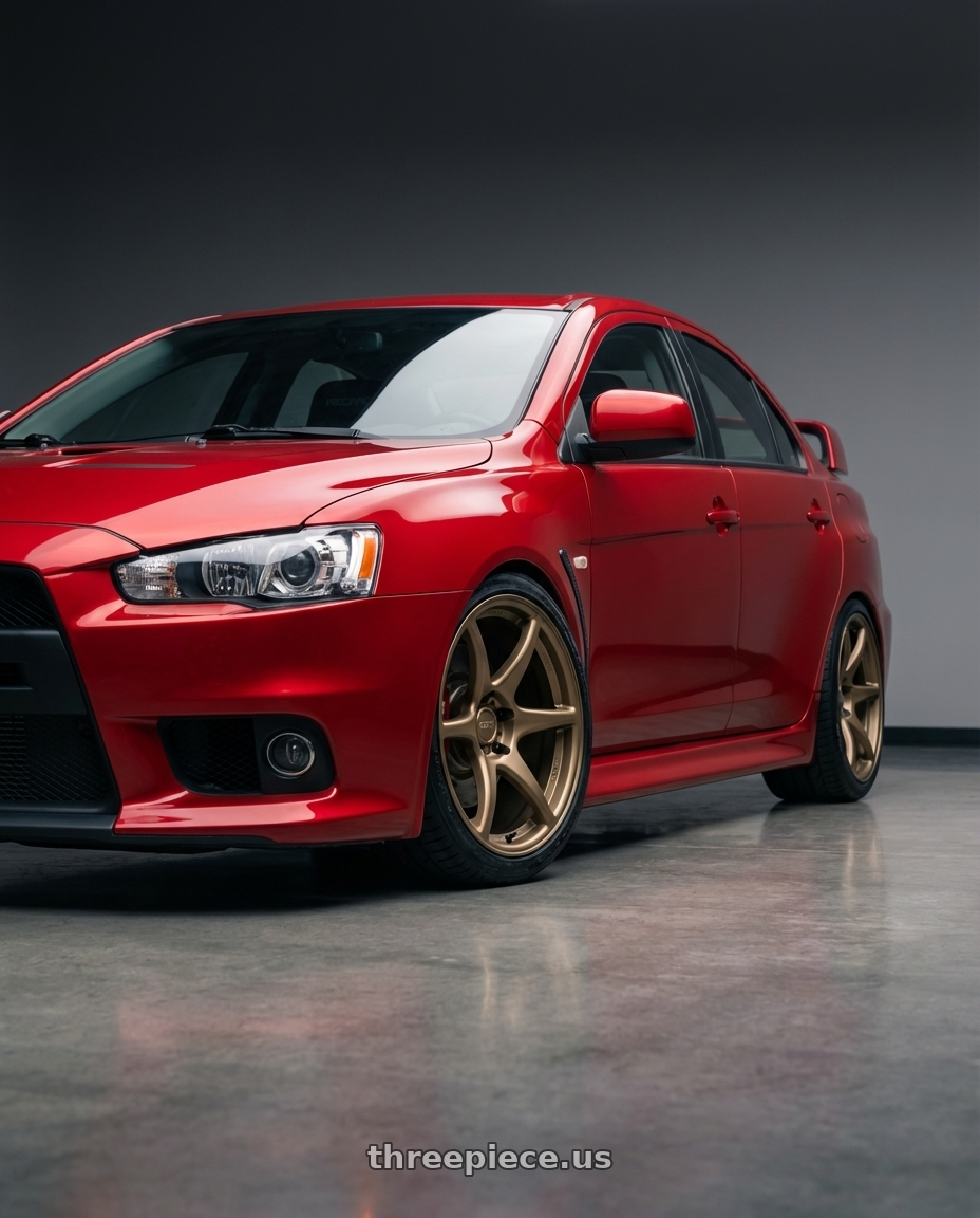 2012 Mitsubishi Lancer Evo X with Kansei K11B Tandem 5x114.3 18x10.5 12 Bronze wheels
