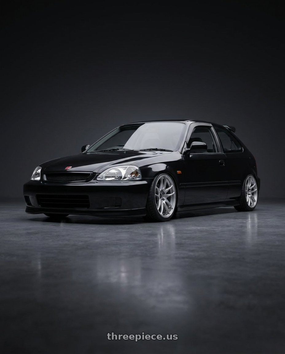 1997 Honda Civic with Work Emotion Cr Kiwami 4x100 15x8 +20 Gt Silver wheels