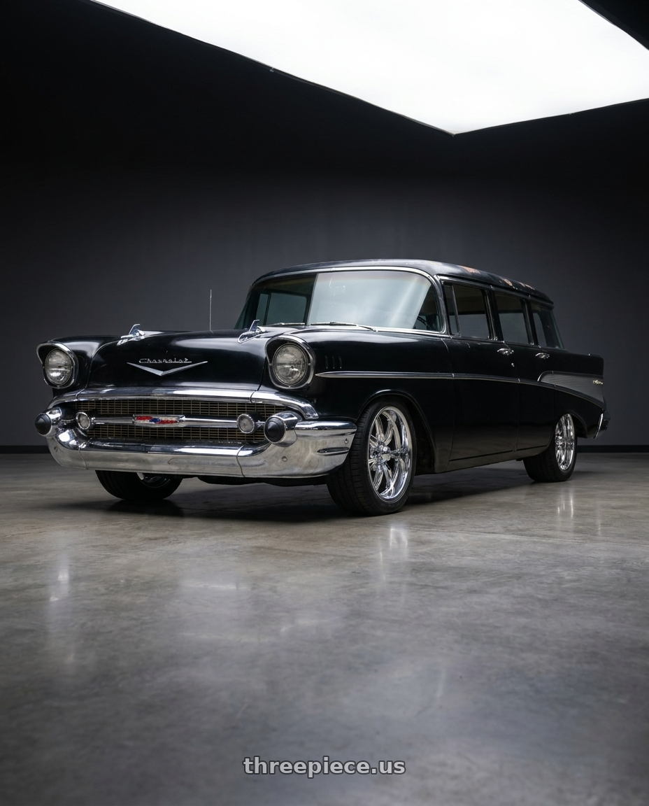 1957 chevrolet 210 with Ridler Type 650 5x120.65 18x8+0 Chrome wheels