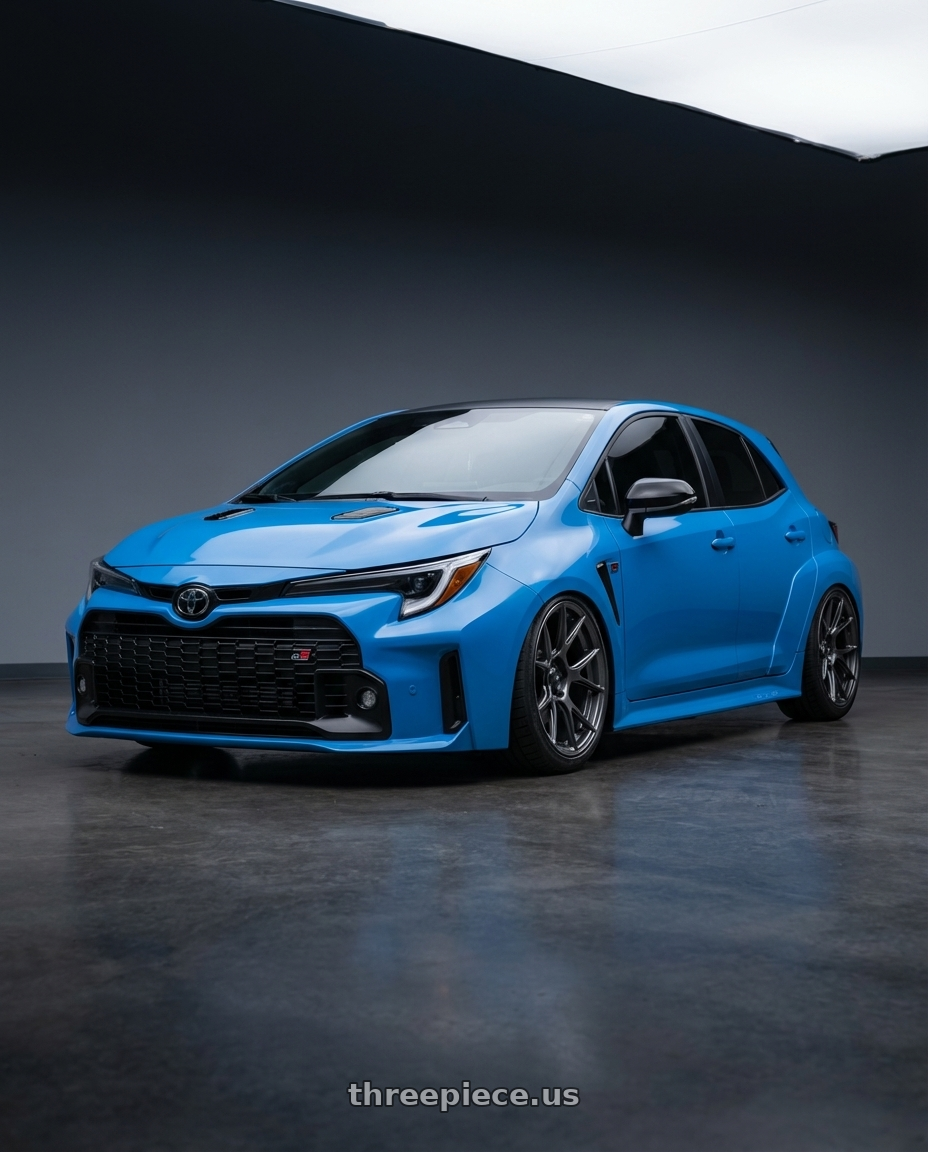 2024 Toyota GR Corolla with Konig Ampliform 5x114.3 18x9.5+25 Dark Metallic Graphite wheels