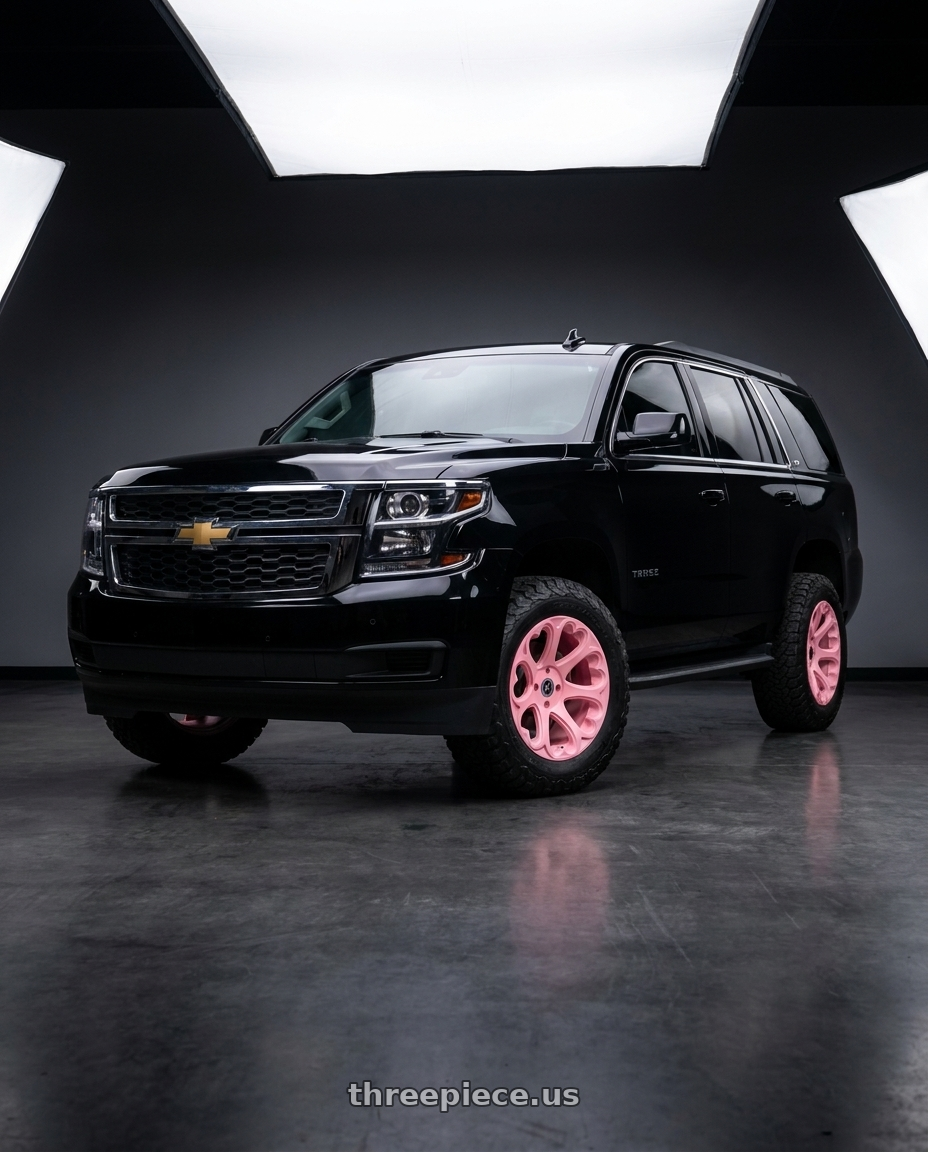 2017 Chevy Tahoe xlt black with Heritage Wheel KOKORO 5x105 18x8.5 +35 Pink wheels